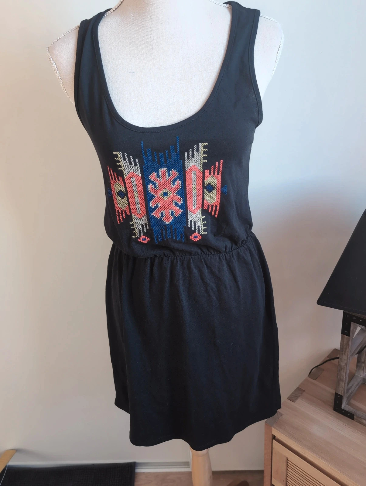Robe noire bohème Camaïeu Taille S été motif ethnique tendance – Camaïeu – taille S 4
