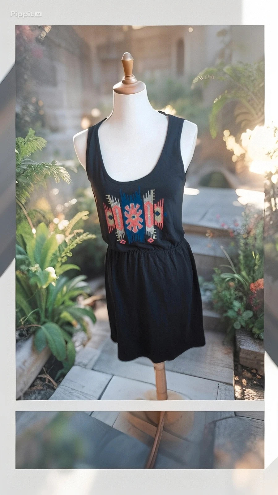 Robe noire bohème Camaïeu Taille S été motif ethnique tendance