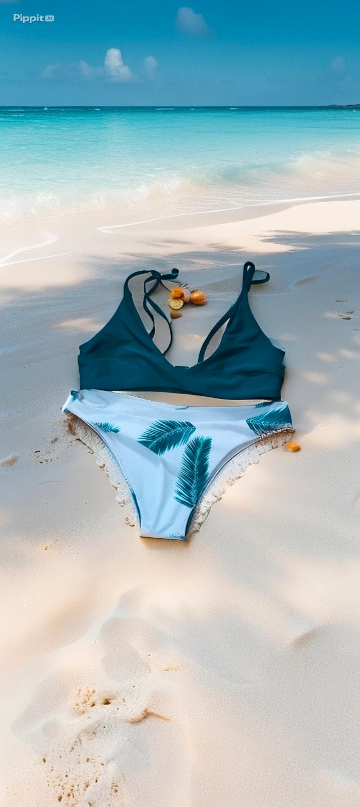 Maillot de bain 2 pièces Zaful S vert tropical | bikini femme été plage très bon état – Zaful – taille S 2