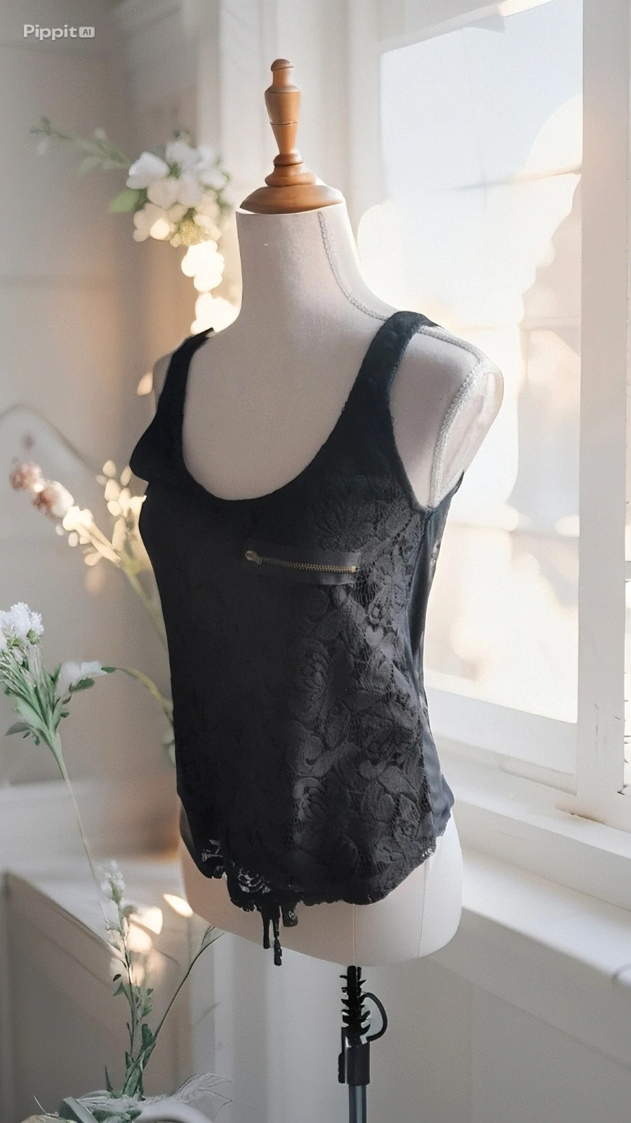 Débardeur noir dentelle Cache Cache – Taille S – Élégant & féminin