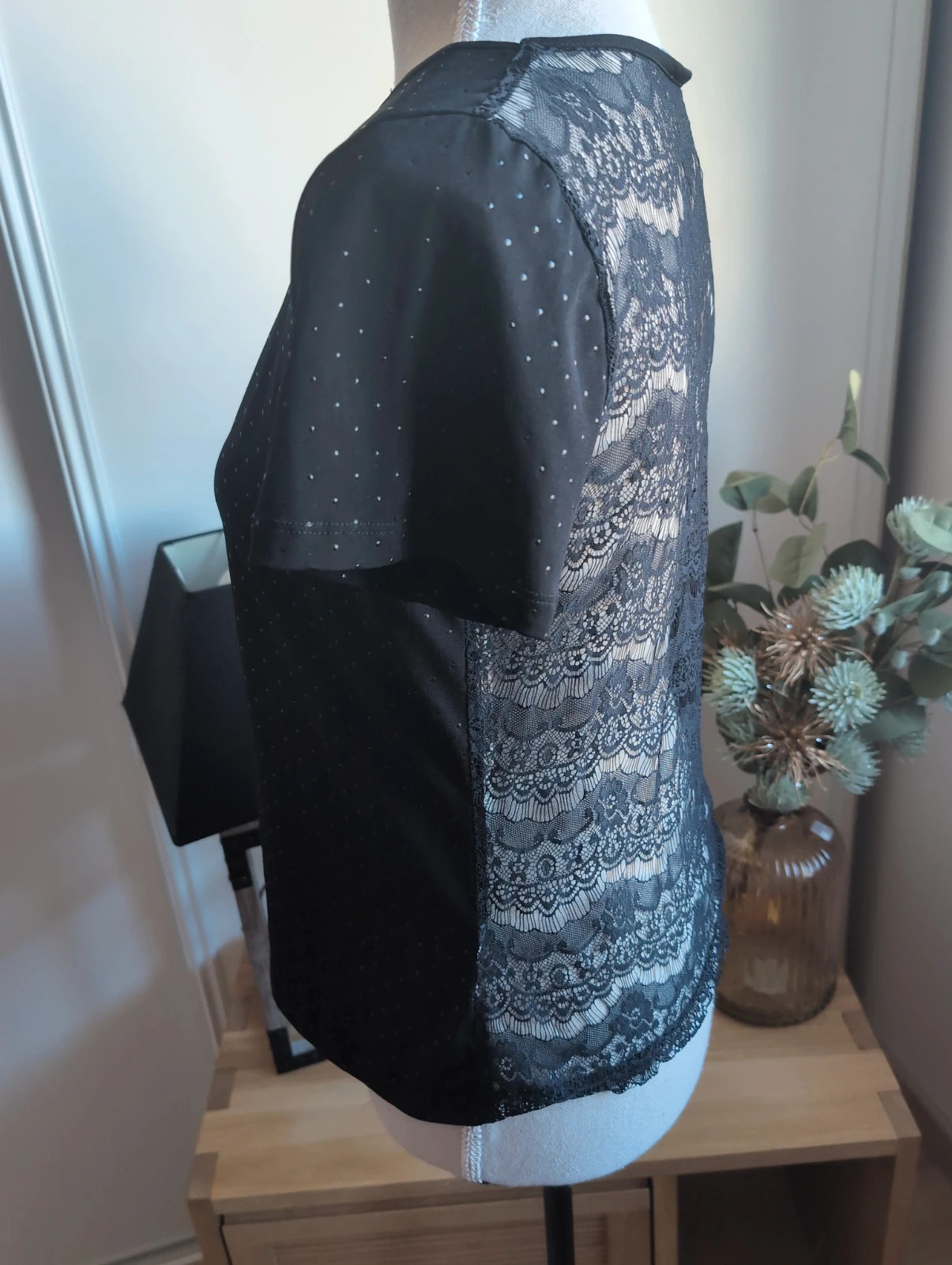 Haut noir dentelle dos transparent chic et élégant femme Tex - Taille L – Tex – taille L 2