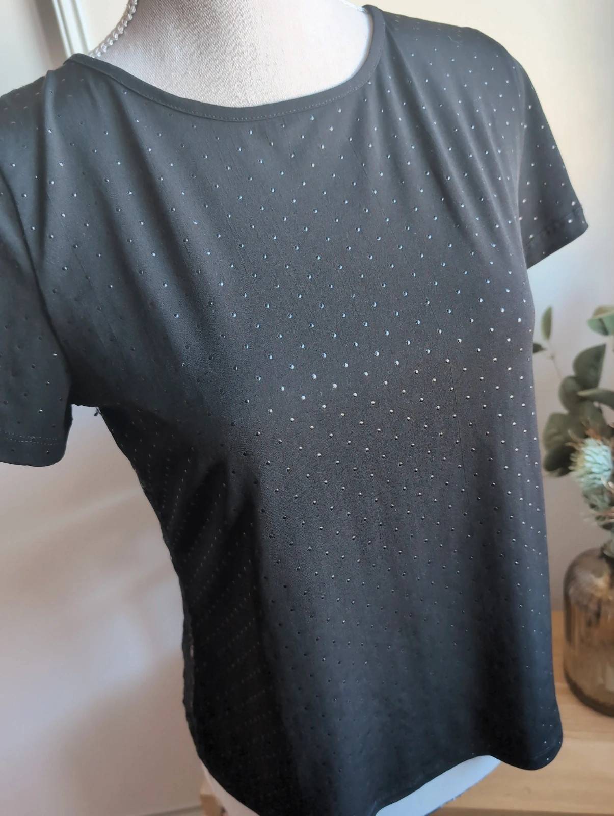 Haut noir dentelle dos transparent chic et élégant femme Tex - Taille L