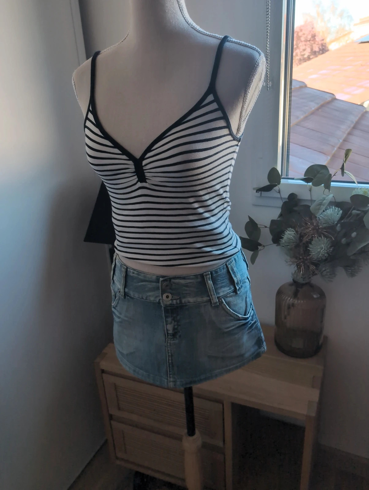 Mini jupe en jean Stradivarius Y2K - taille 36 – denim clair tendance – Stradivarius – taille 36 5