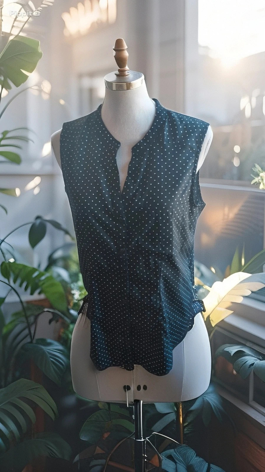 Blouse chic à petits pois sans manches intemporel - In Extenso - Taille L – In extenso – taille L 3