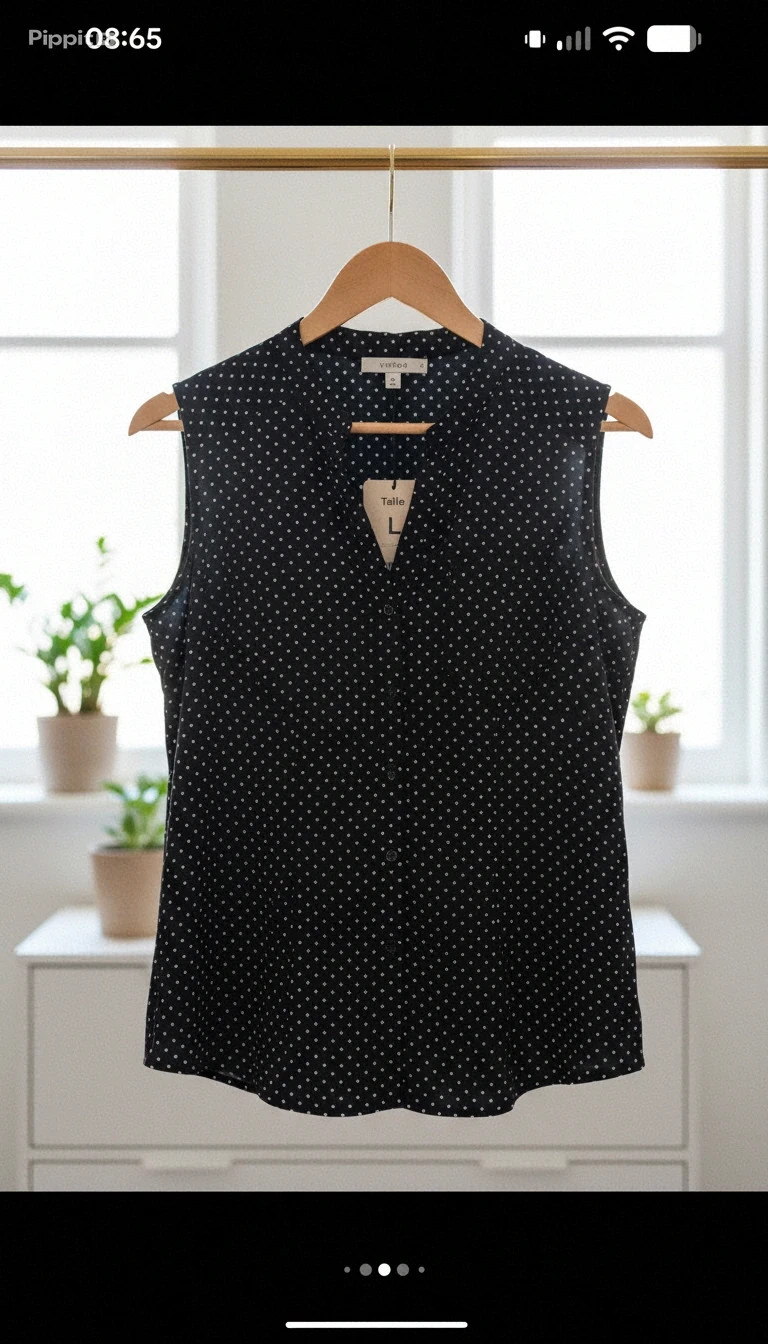 Blouse chic à petits pois sans manches intemporel - In Extenso - Taille L – In extenso – taille L 4