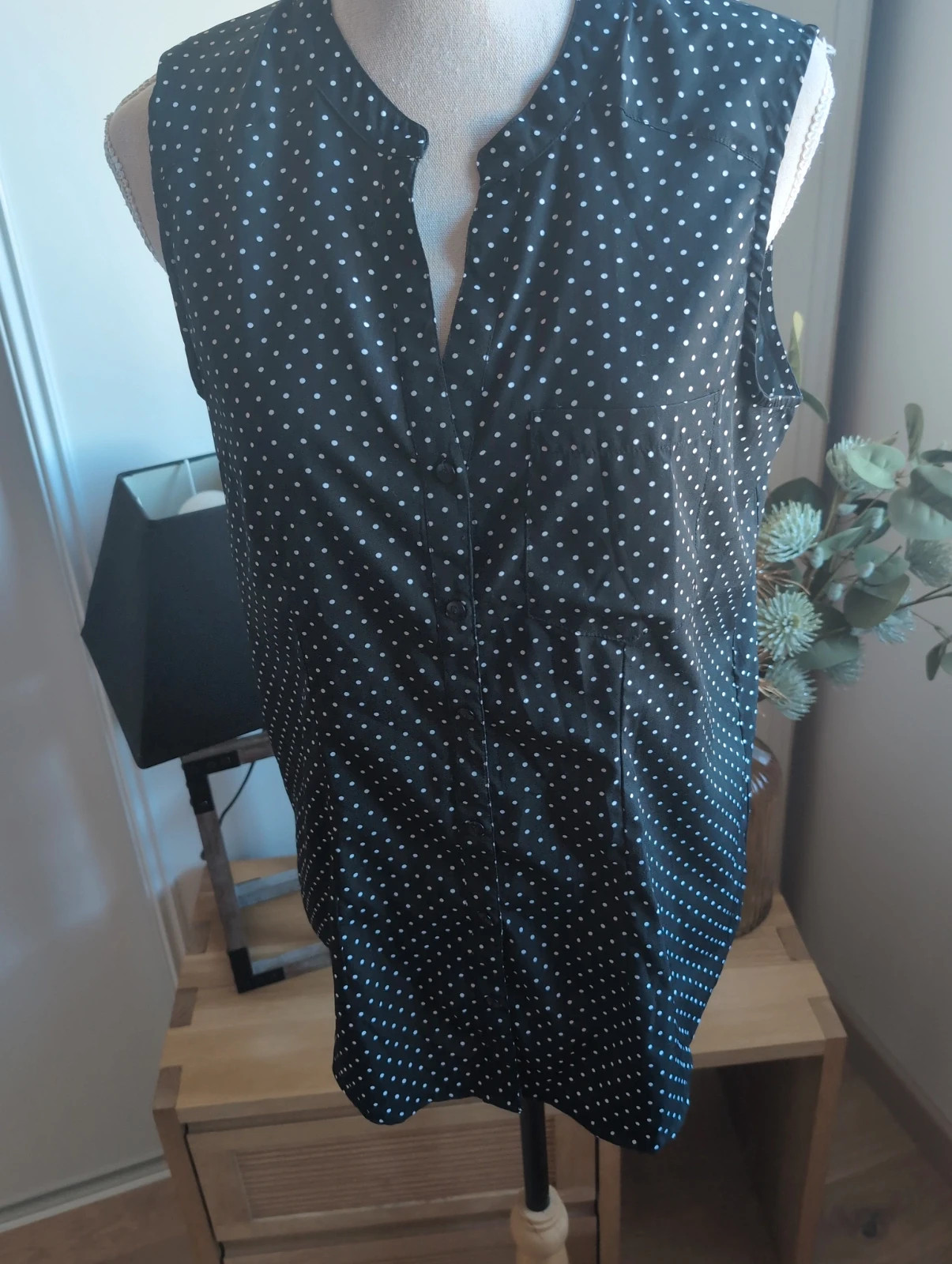 Blouse chic à petits pois sans manches intemporel - In Extenso - Taille L – In extenso – taille L 2