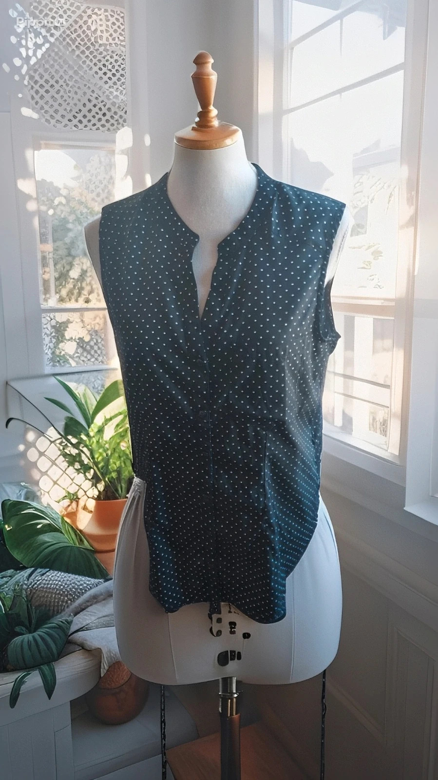 Blouse chic à petits pois sans manches intemporel - In Extenso - Taille L