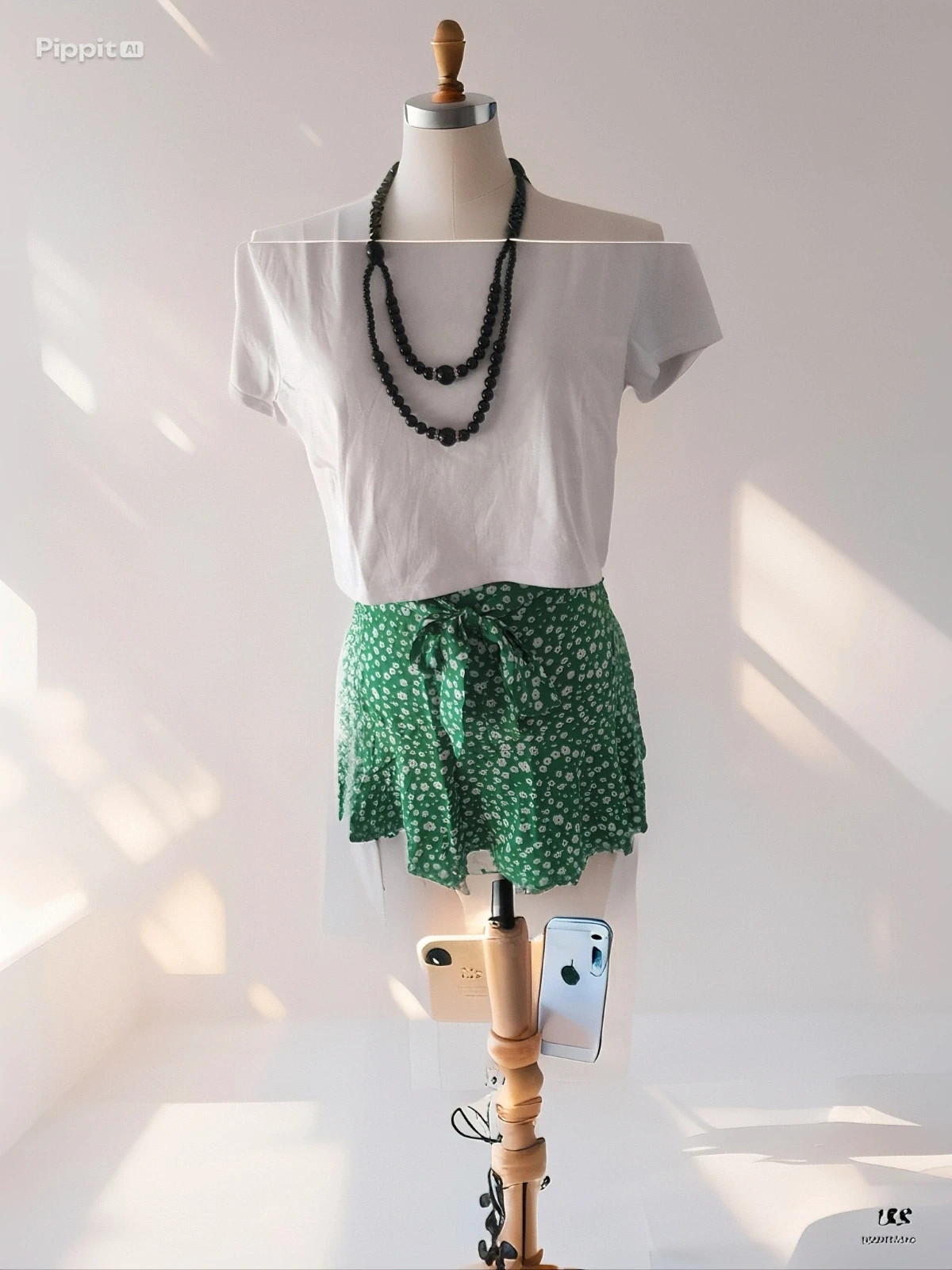 Jupe-short d’été verte à fleurs Giracoo – Style bohème chic - Taille S