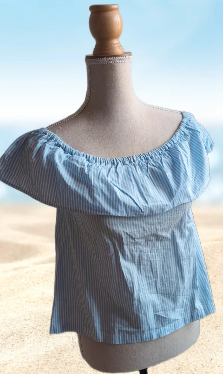 Haut bardot rayé bleu H&M - Taille S Look chic
