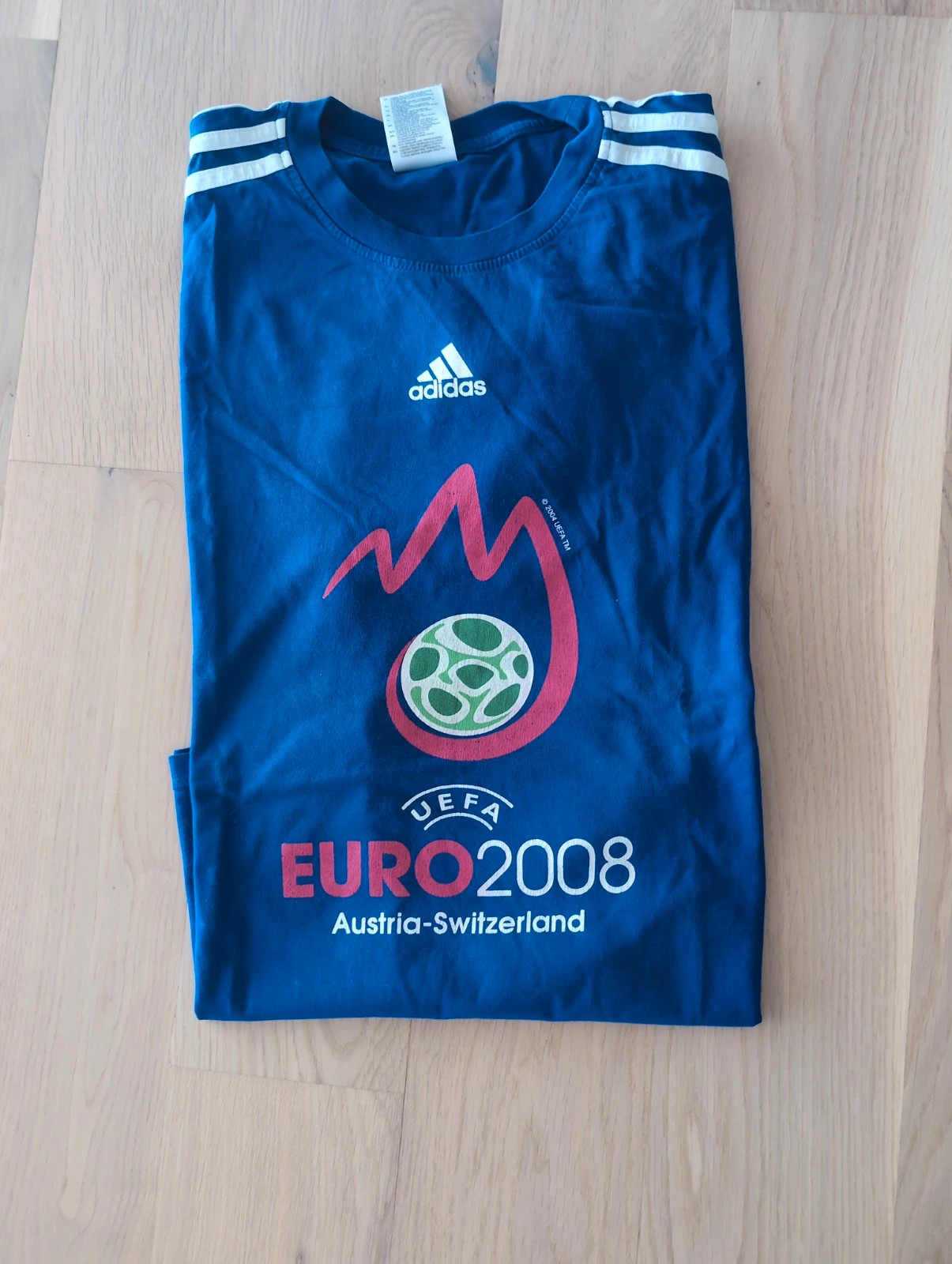 T-shirt Adidas UEFA Euro 2008 foot Autriche Suisse Vintage Y2K Bleu XL Officiel
