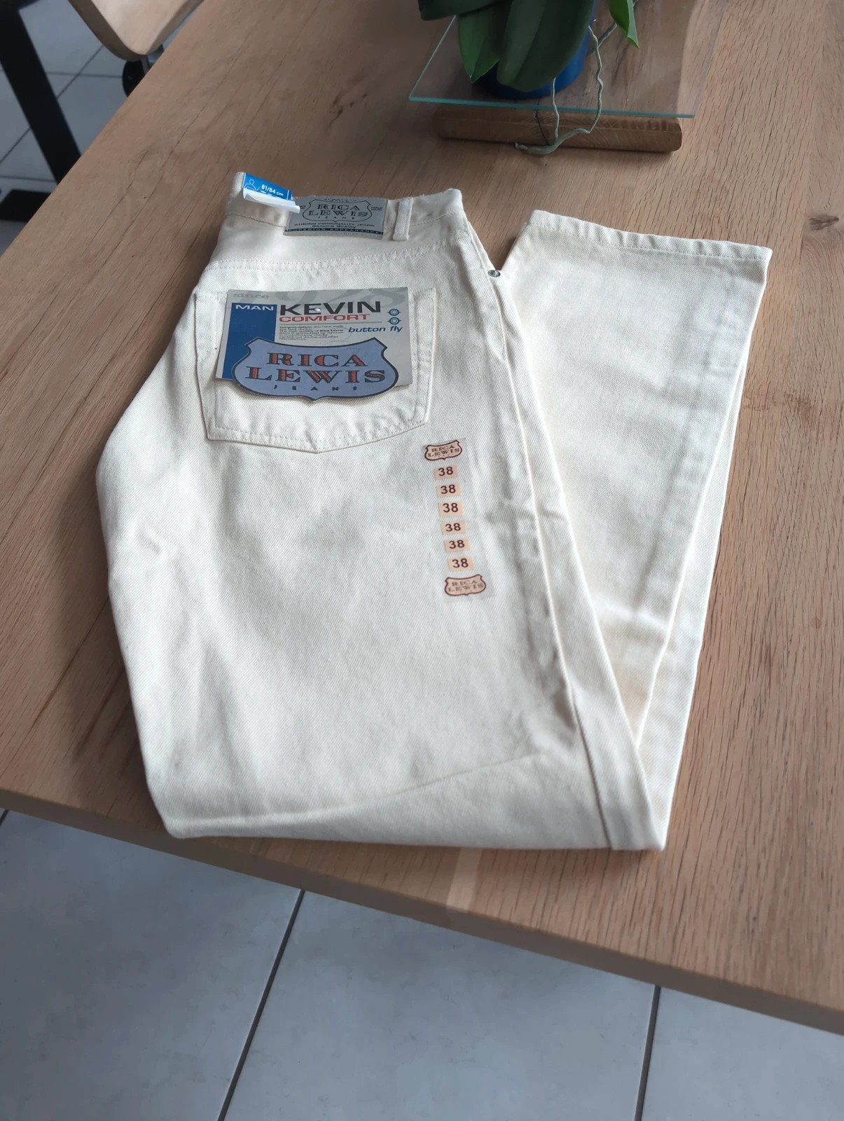 Jean Rica Lewis homme beige écru coupe droite - Taille 38 / M style Vintage 90s – Rica Lewis – taille M 3