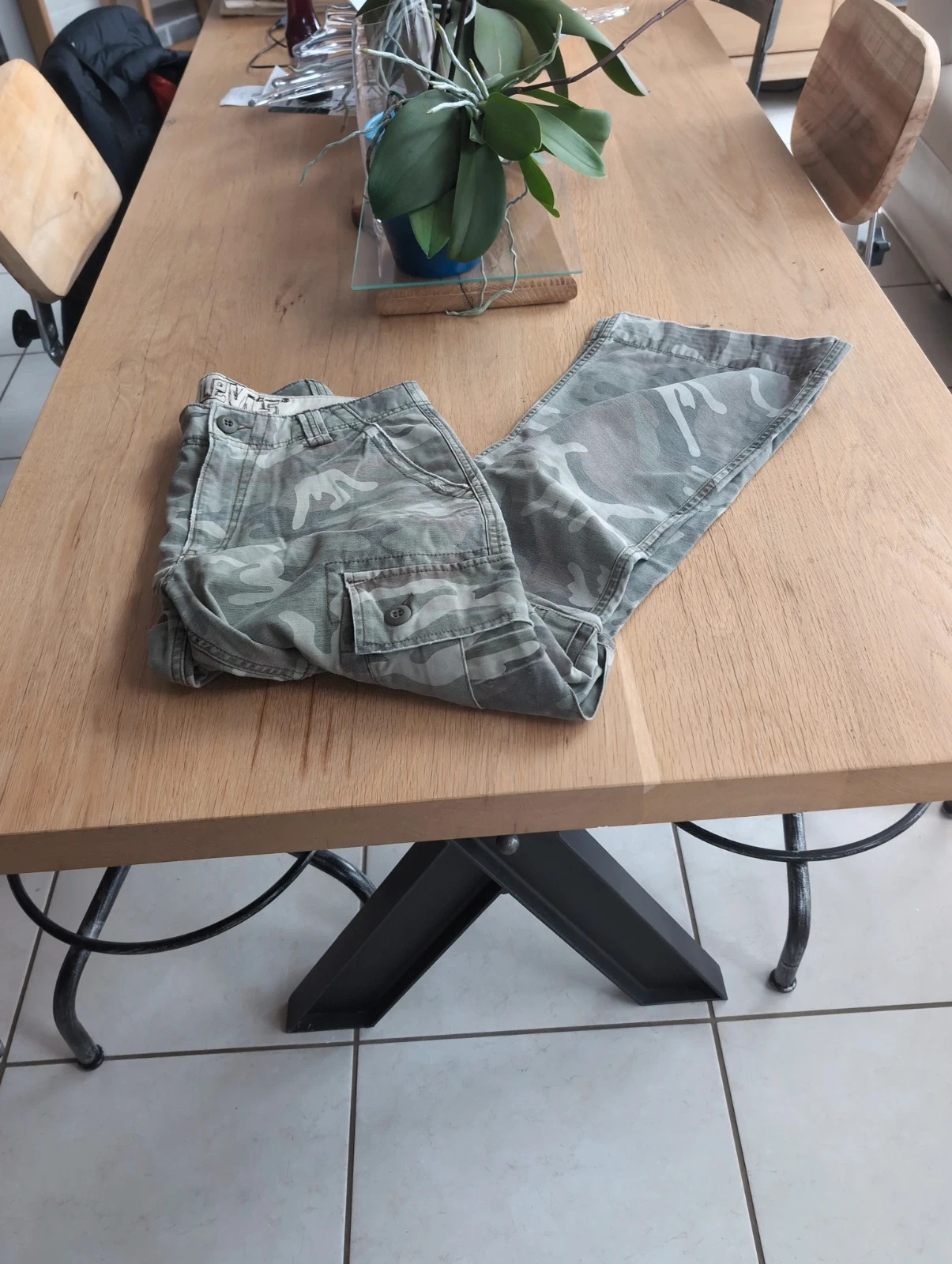 Levi’s Cargo Homme Camouflage Gris Treillis Militaire Wide Leg style militaire/streetwear – Levi's – taille M 4