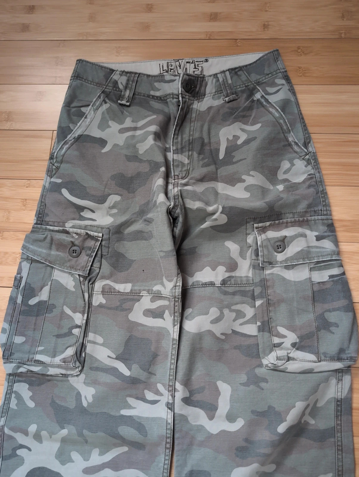 Levi’s Cargo Homme Camouflage Gris Treillis Militaire Wide Leg style militaire/streetwear