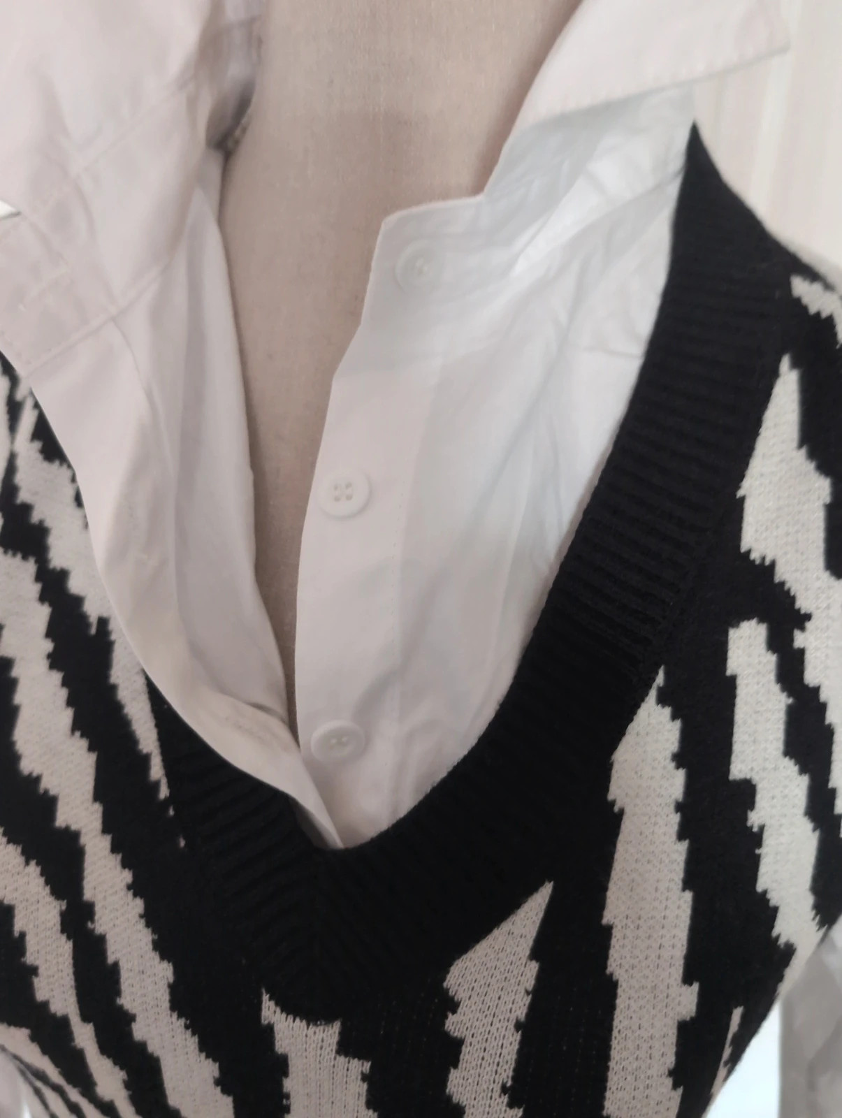Pull sans manches zèbre chemise blanche femme Tendance chic - Giracoo - Taille M – Giracoo – taille M 4