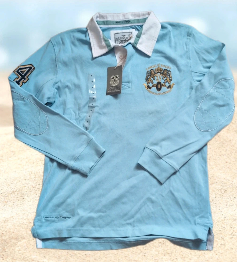 Polo rugby Lords of Rugby look casual Taille S bleu brodé premium XV Victus