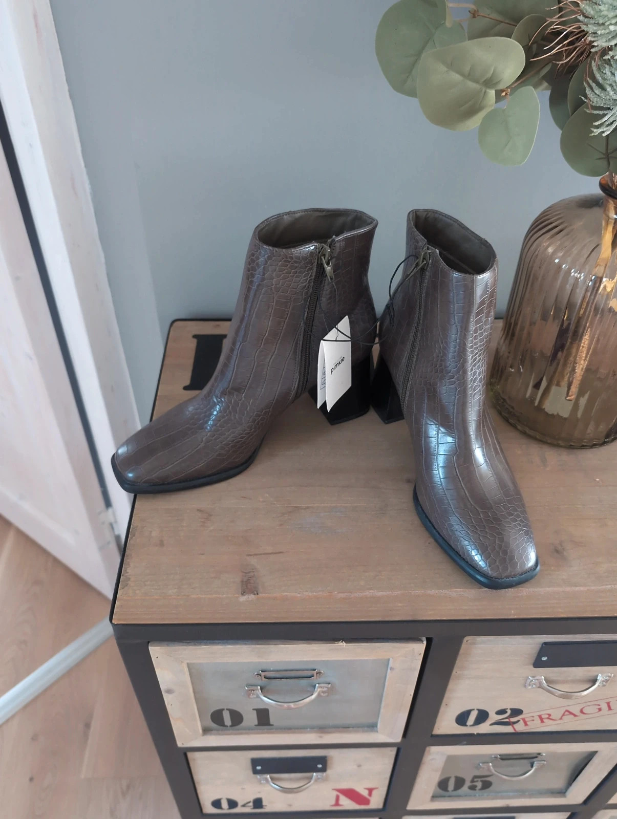 Bottines marron effet croco bout carré – Pimkie – Taille 40 look casual Tendance – Pimkie – taille EU 40 2