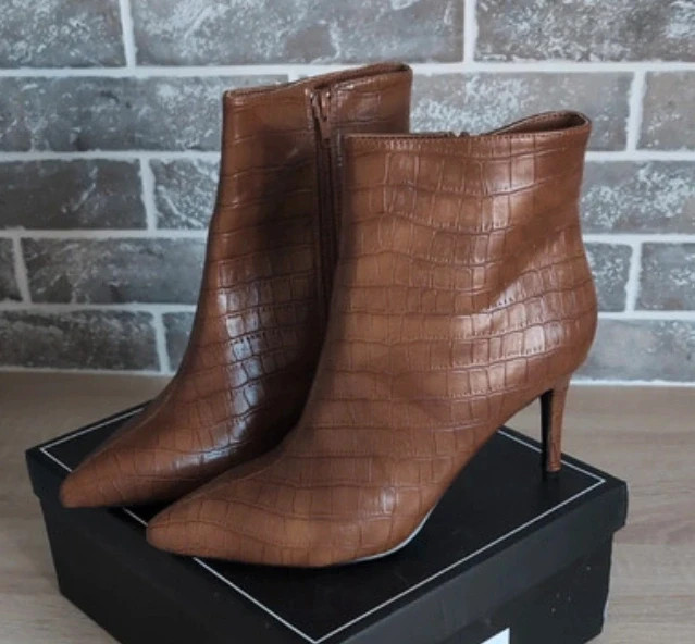 Bottines Bellucci effet croco marron camel – Pointure 39 – Talons élégants et chic Tendance – Bellucci – taille EU 39 2