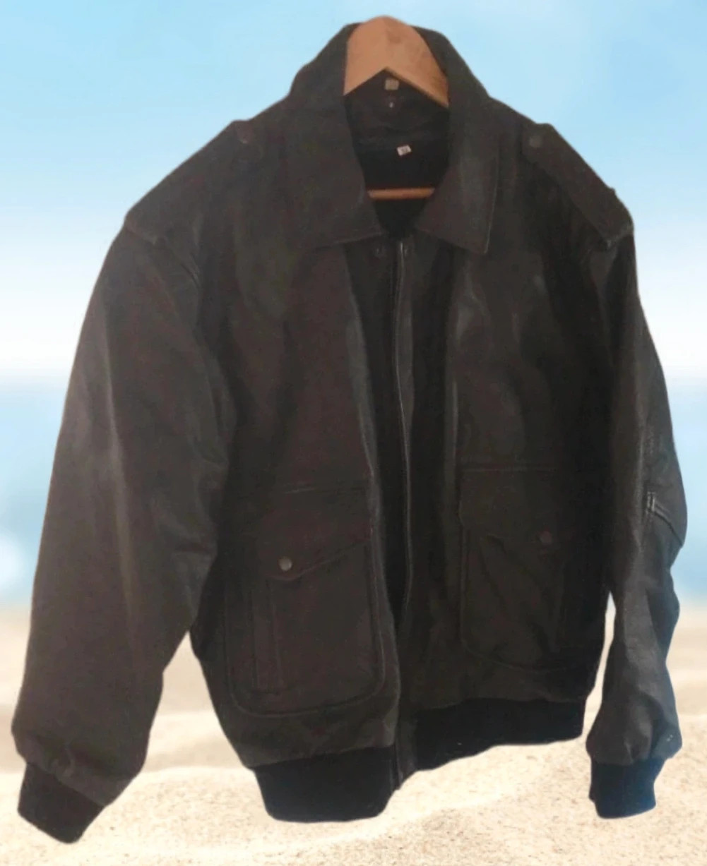 Blouson Aviateur cuir Du monde Vintage en cuir véritable - Style Oversize US - Taille XL