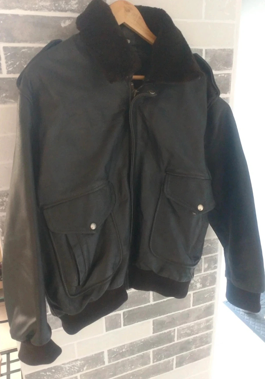 Blouson Aviateur cuir Du monde Homme en cuir véritable - Vintage prenium - Taille M Noir – Cuir du monde – taille M 2
