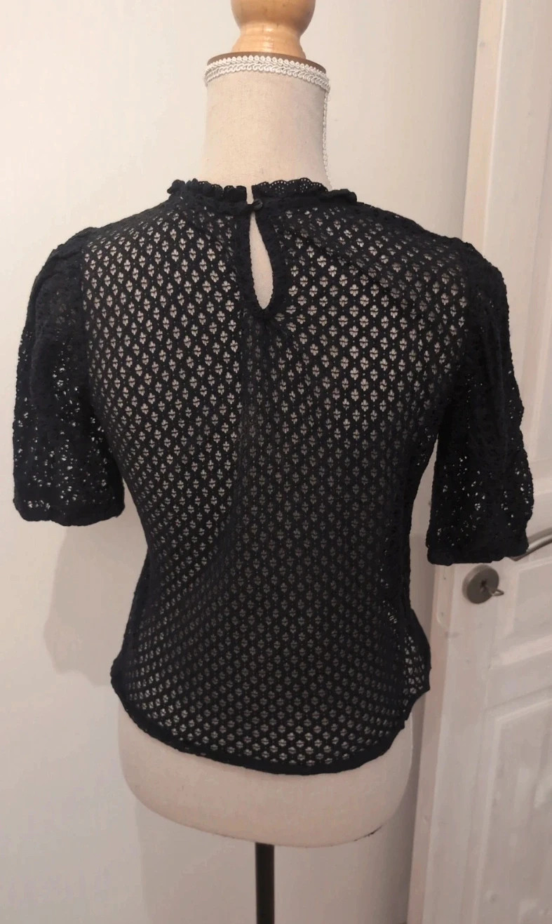 Top noir dentelle transparente élégante et tendance style YK2- Taille S – Pimkie – taille S 5