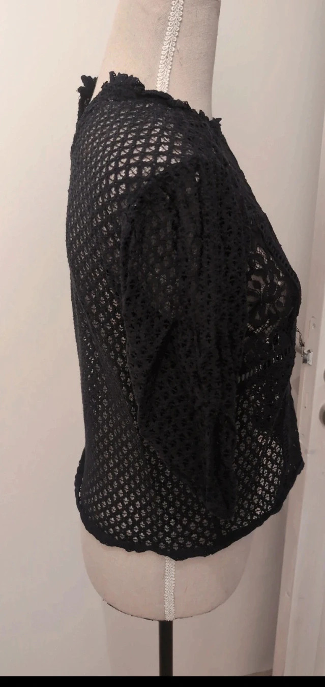 Top noir dentelle transparente élégante et tendance style YK2- Taille S – Pimkie – taille S 4