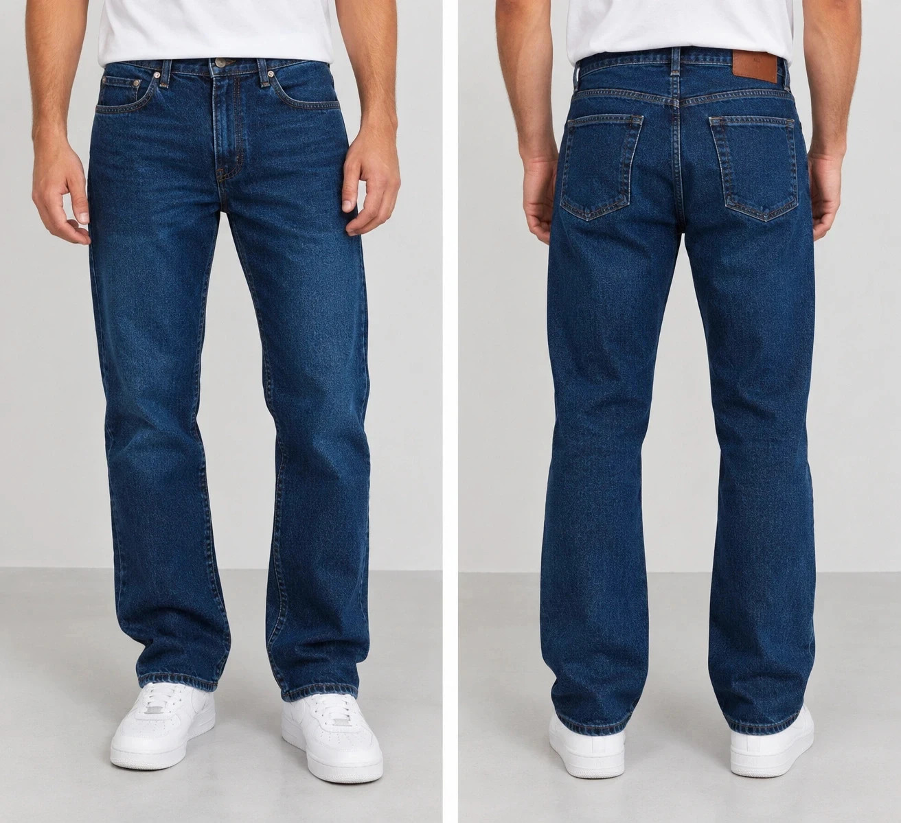 Jean LBO Taille M coupe droite bleu denim foncé homme
