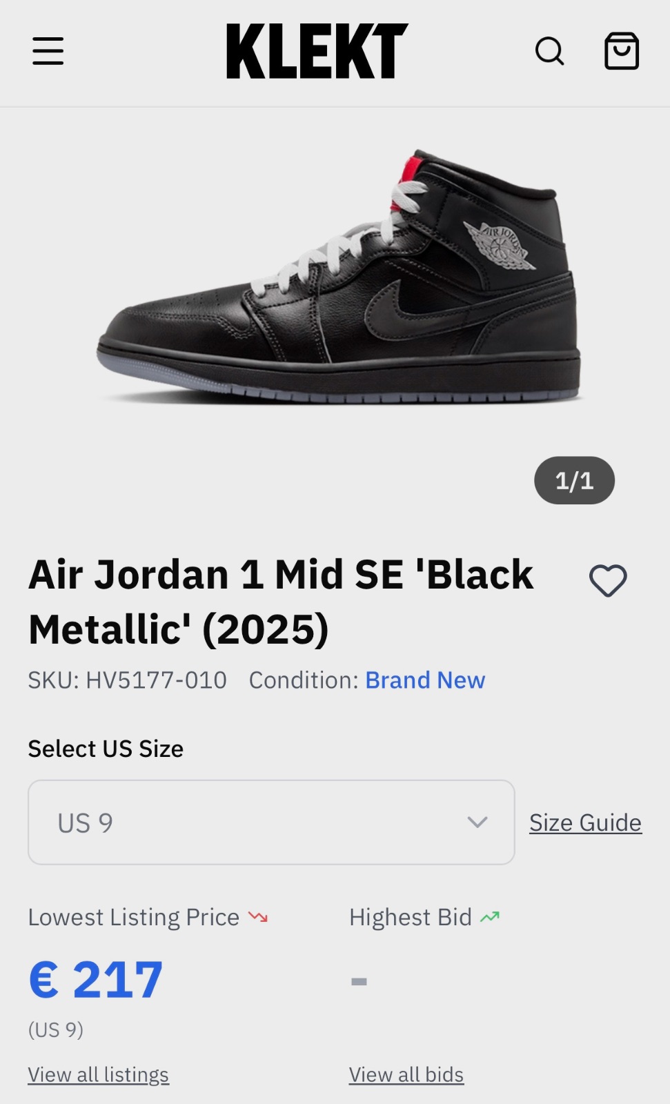 Sneakers Air Jordan 1 Mid noires – Jordan – taille EU 44 9