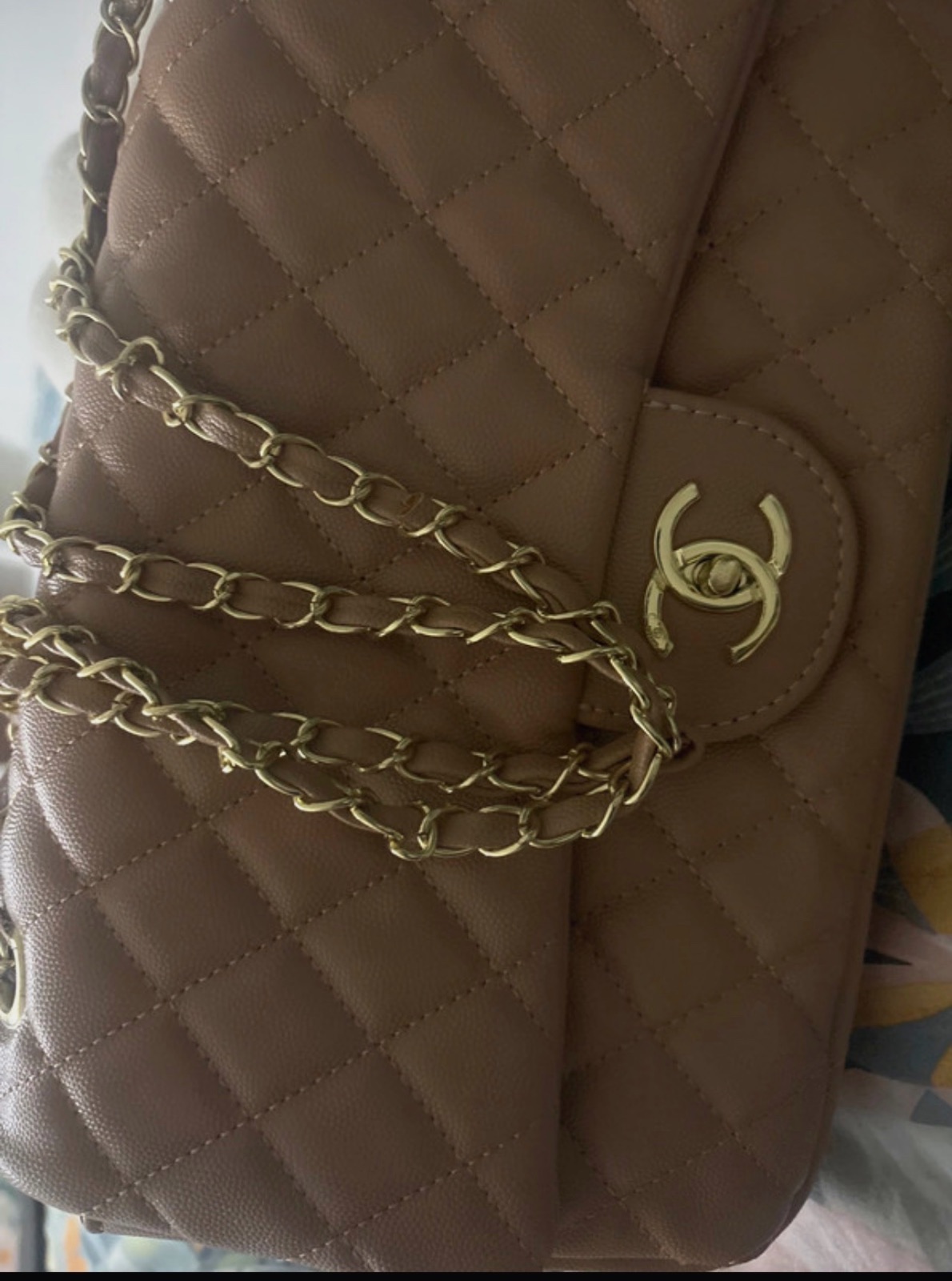 Sac bandoulière matelassé marron camel à chaîne – Chanel – taille Taille unique 2