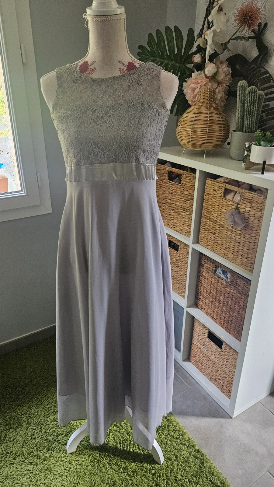Robe cérémonie longue avec tulle et bustier dentelle