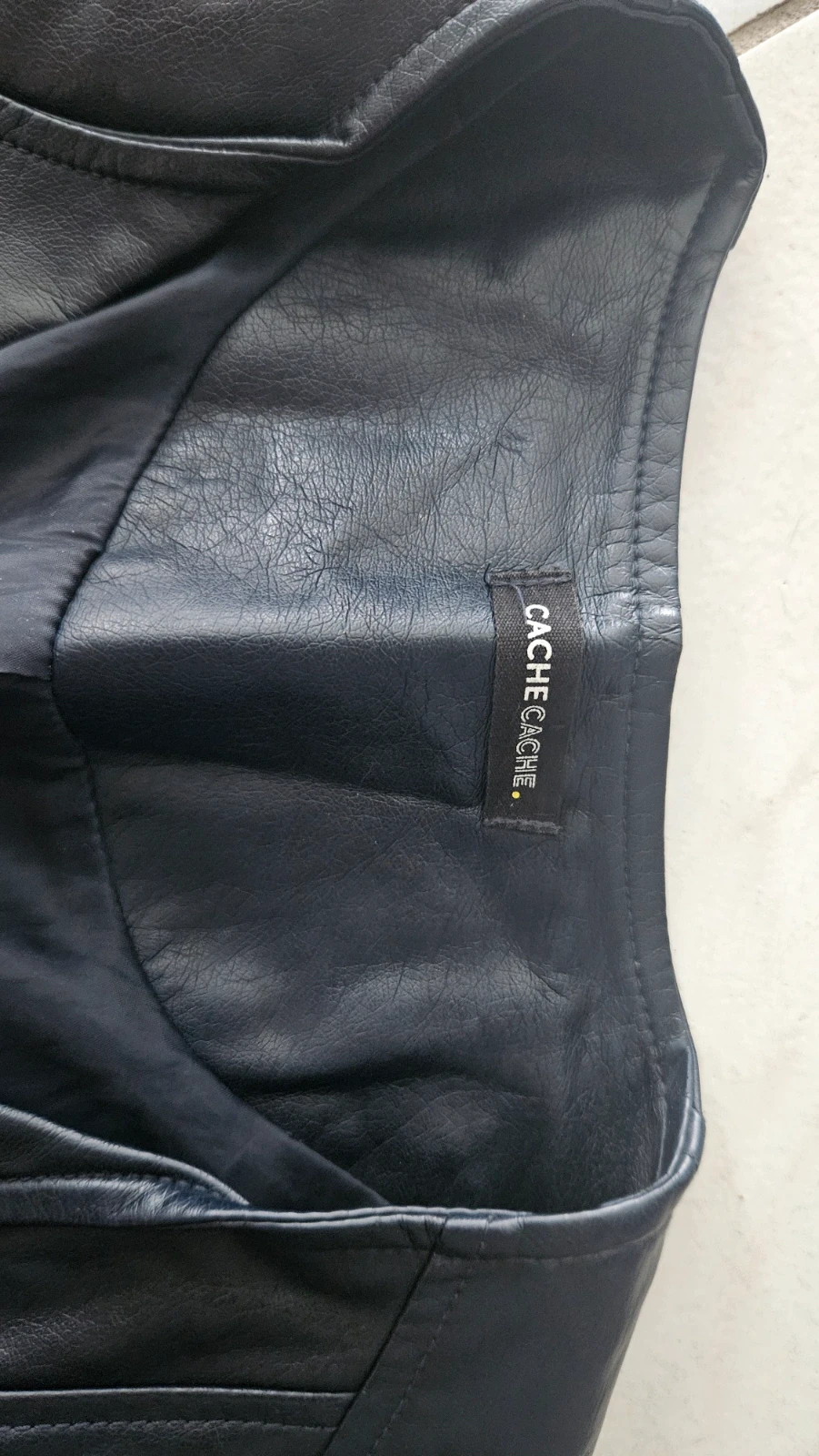 Veste simili cuir bleu marine – Cache Cache – taille XS / 34 / 6 3