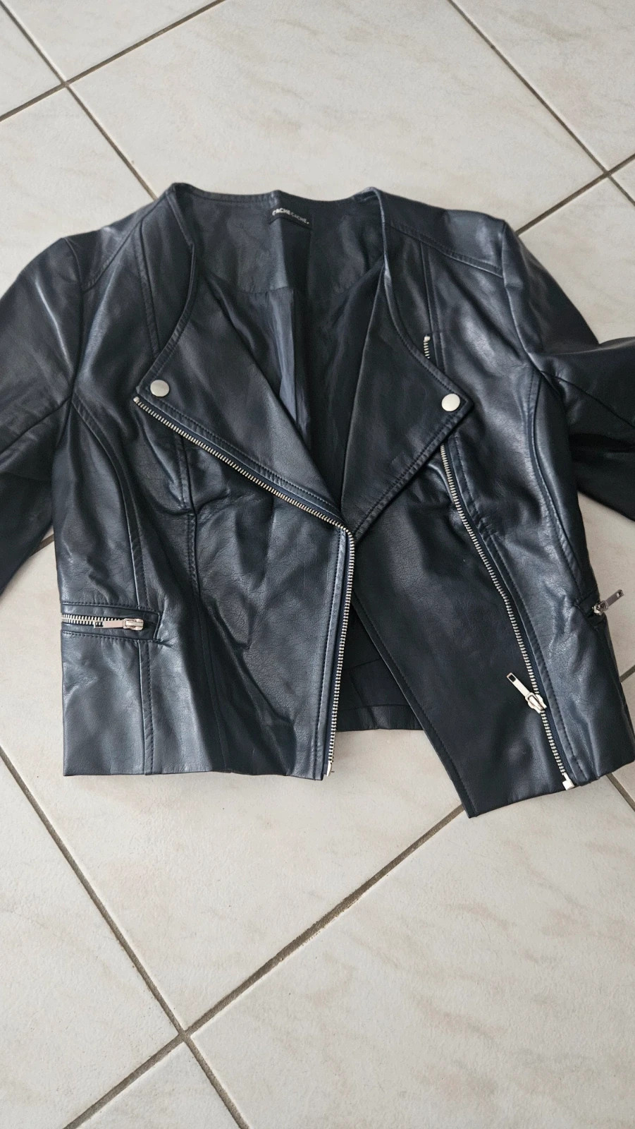 Veste simili cuir bleu marine – Cache Cache – taille XS / 34 / 6 2