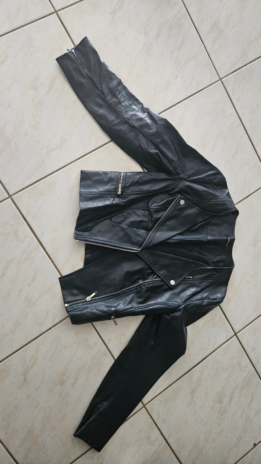 Veste simili cuir bleu marine