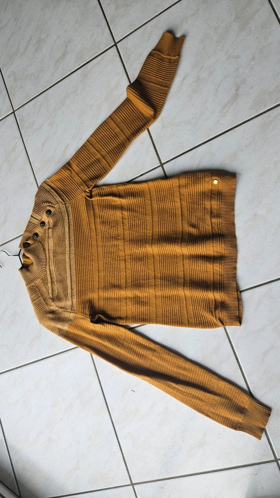 Pull bonbons jeans côtelé avec partie supérieure paillette