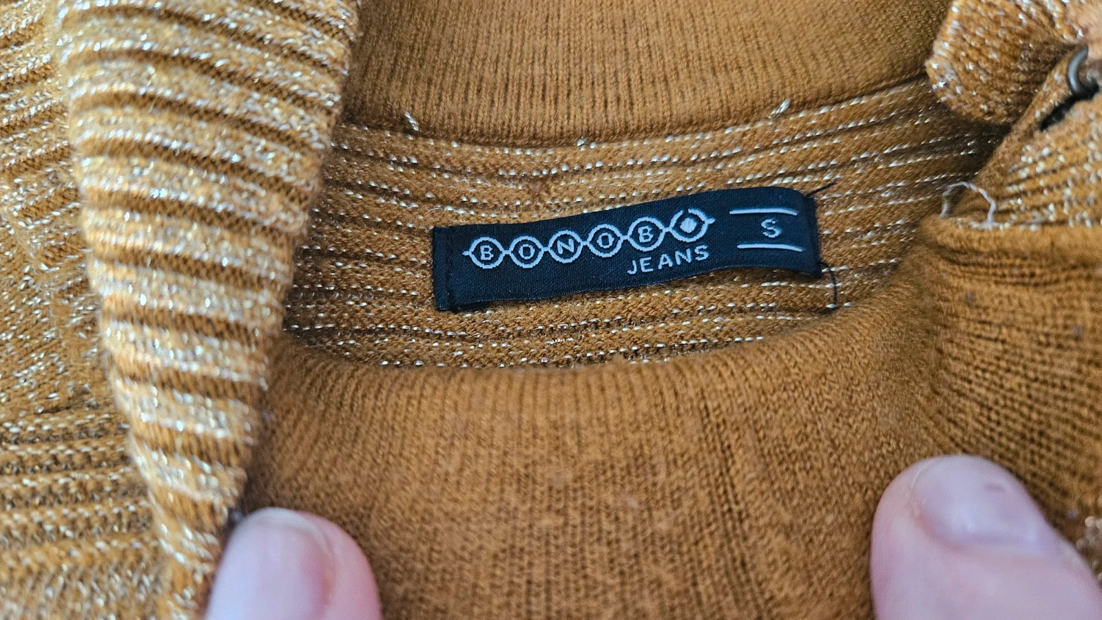 Pull bonbons jeans côtelé avec partie supérieure paillette – Bonobo Jeans – taille S 3