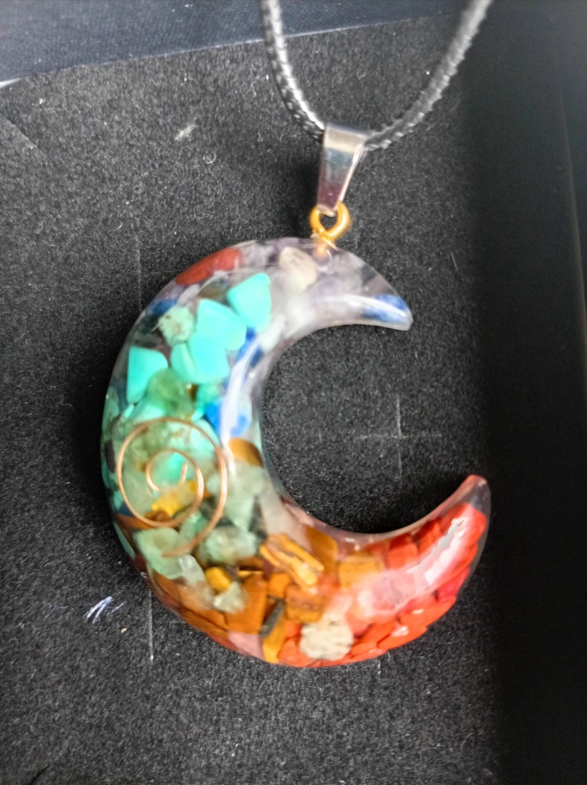 Colgante Luna 7 Chakras Moon Pendant piedras naturales Crystal Jewelry box included – Local 3