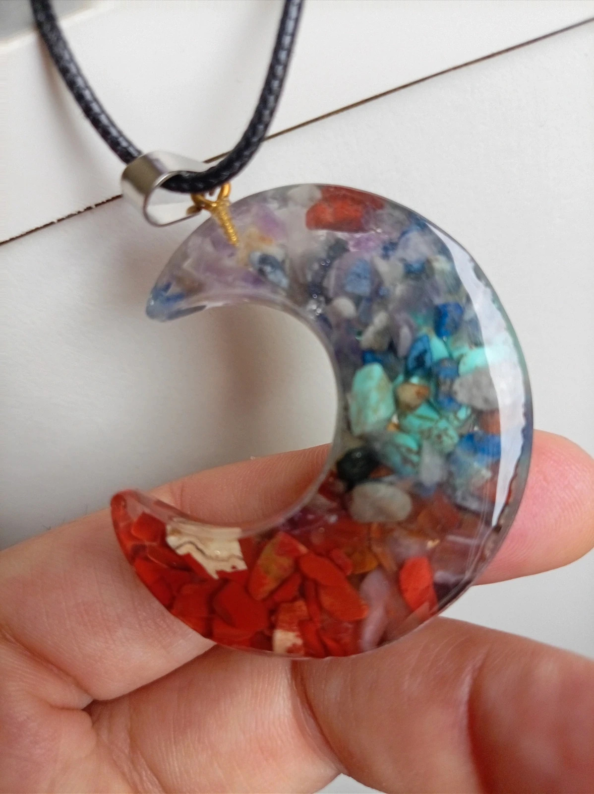 Colgante Luna 7 Chakras Moon Pendant piedras naturales Crystal Jewelry box included – Local 4