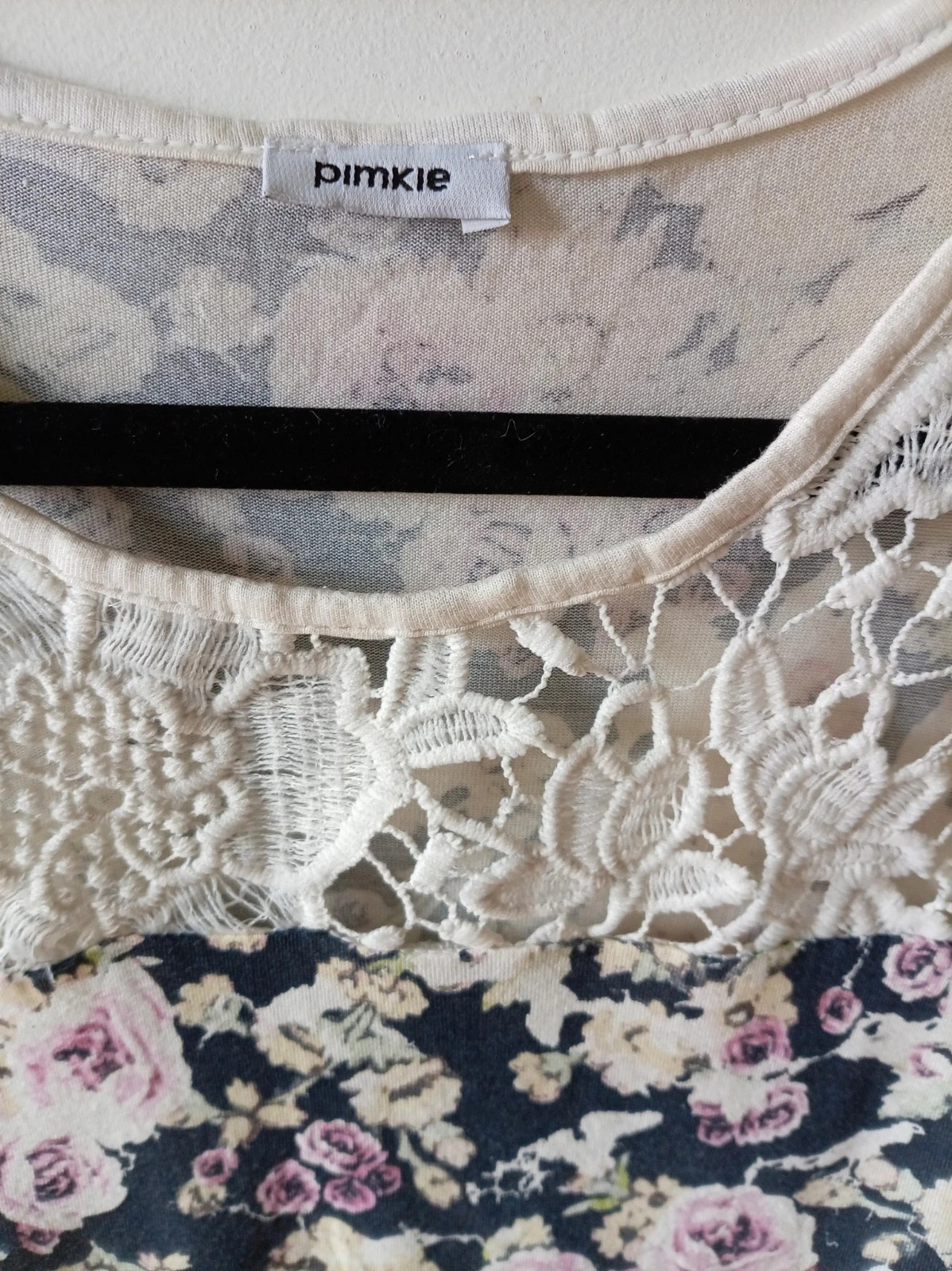 Top camiseta floral dentelle lace floral print pimkie vintage S M romantic coquete – Pimkie – taille M / 38 / 10 3