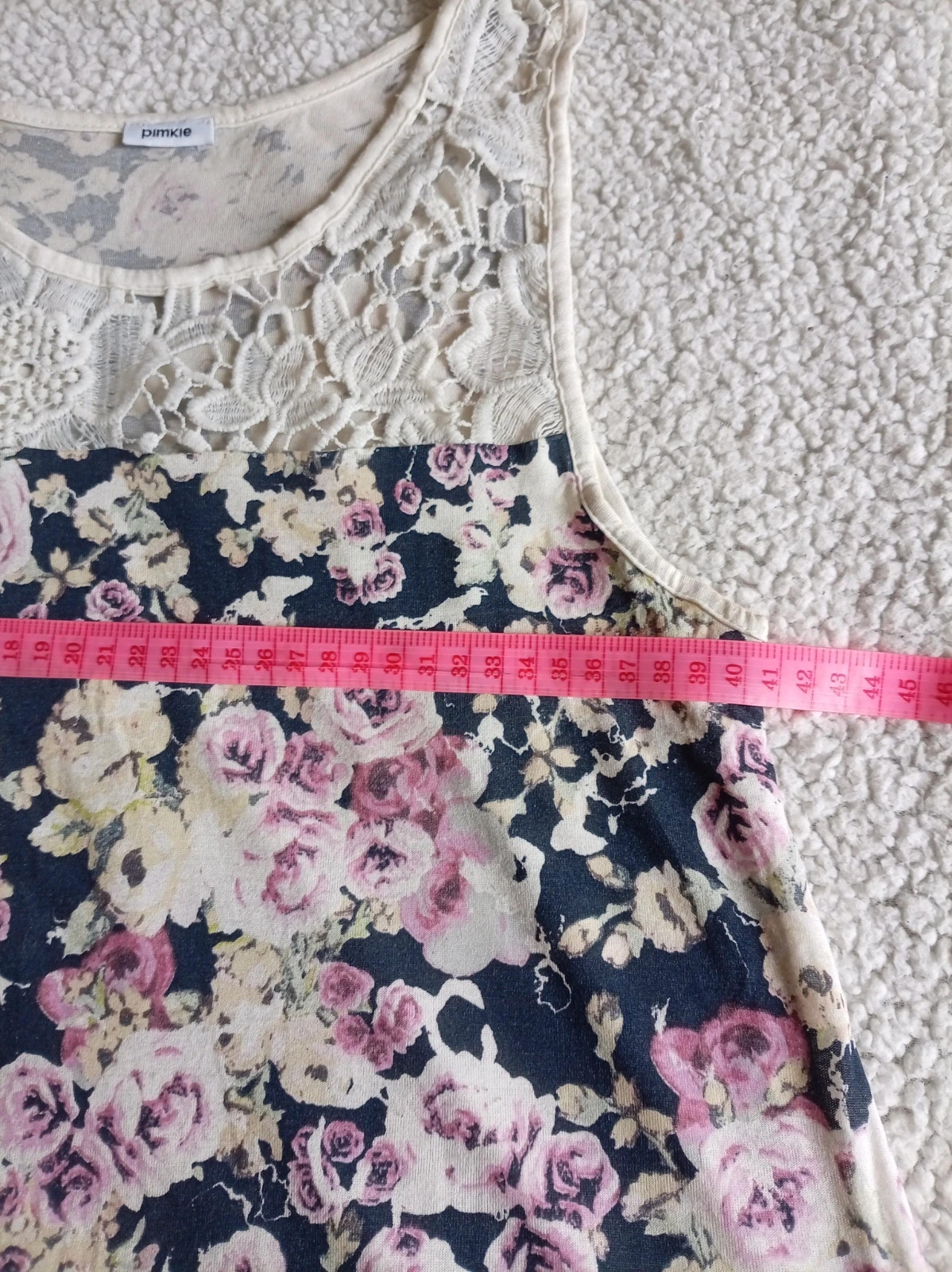 Top camiseta floral dentelle lace floral print pimkie vintage S M romantic coquete – Pimkie – taille M / 38 / 10 5