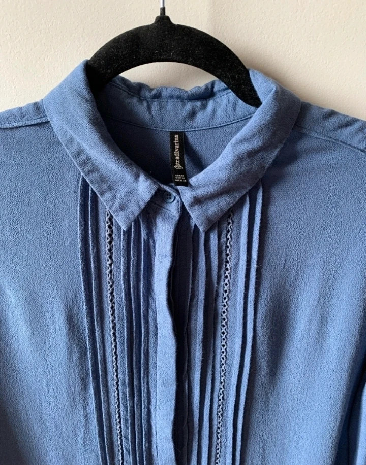 Camisa Camisa Azul Stradivarius Pleated Shirt Blue Size M – Stradivarius – taille M / 38 / 10 2