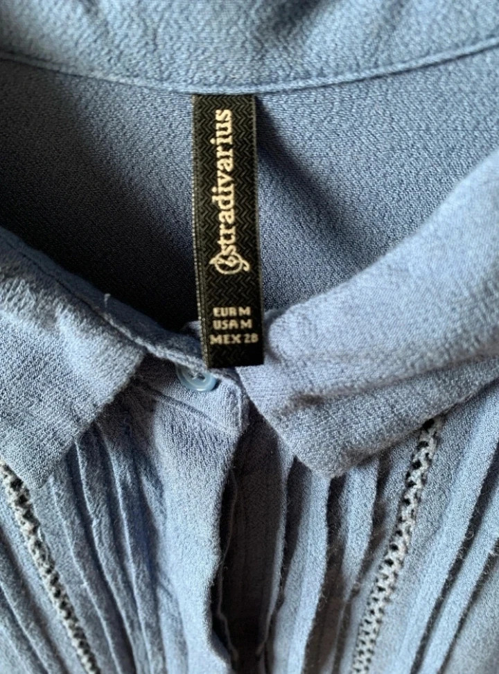 Camisa Camisa Azul Stradivarius Pleated Shirt Blue Size M – Stradivarius – taille M / 38 / 10 4