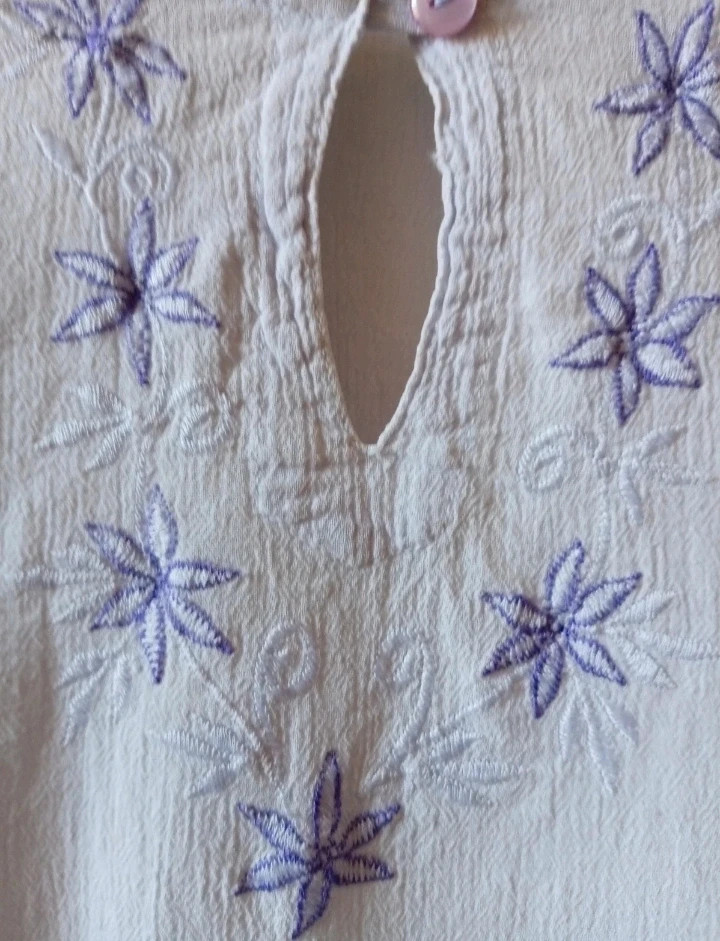 Top blusa broderie embroidery floral 100 cotton ibicenca boho chic vintage L – Pinky – taille L / 40 / 12 2