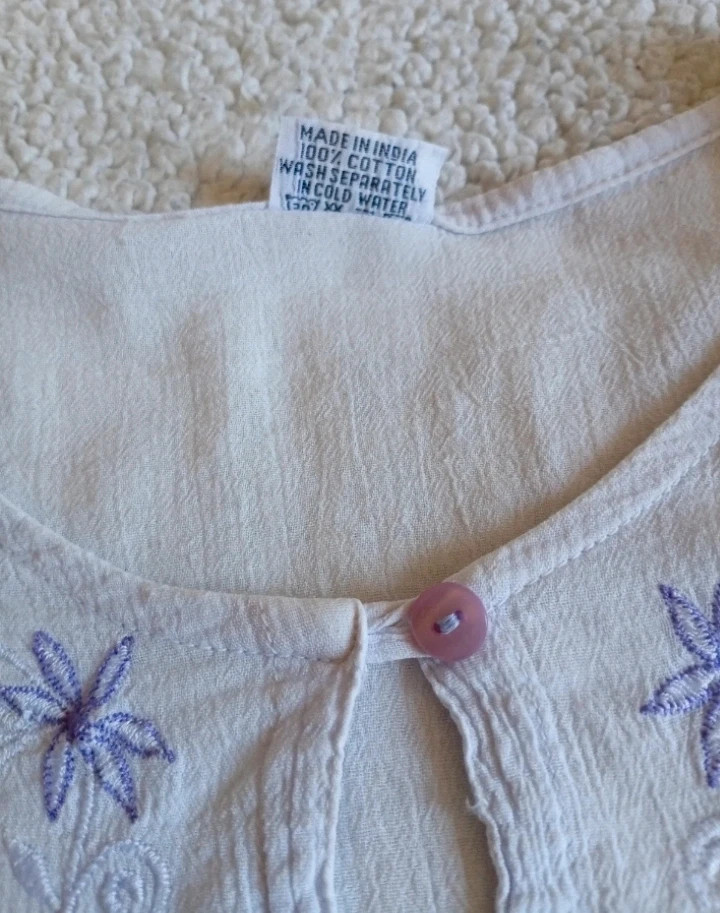 Top blusa broderie embroidery floral 100 cotton ibicenca boho chic vintage L – Pinky – taille L / 40 / 12 3