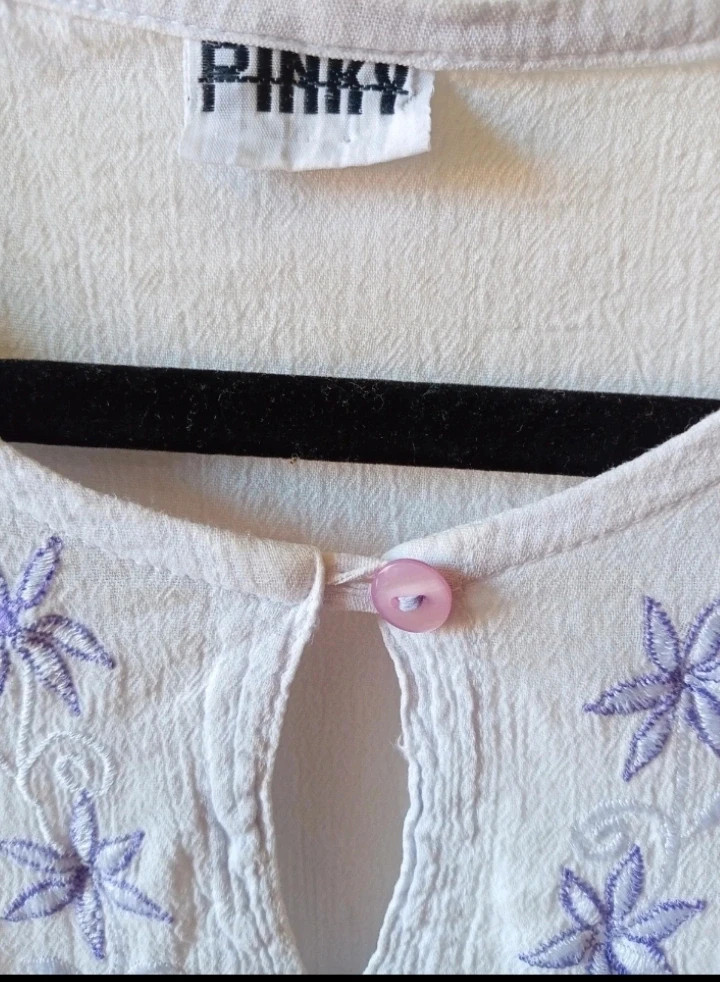Top blusa broderie embroidery floral 100 cotton ibicenca boho chic vintage L – Pinky – taille L / 40 / 12 5
