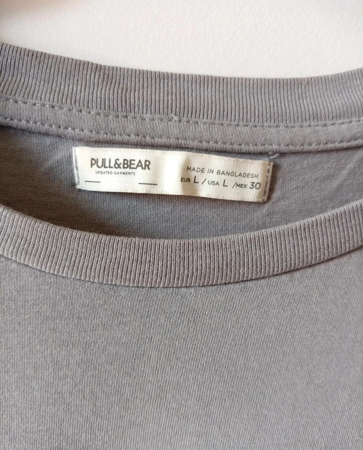 Camiseta gris basica Pull & Bear l comfy soft t shirt Talla L – Pull & Bear – taille L / 40 / 12 2
