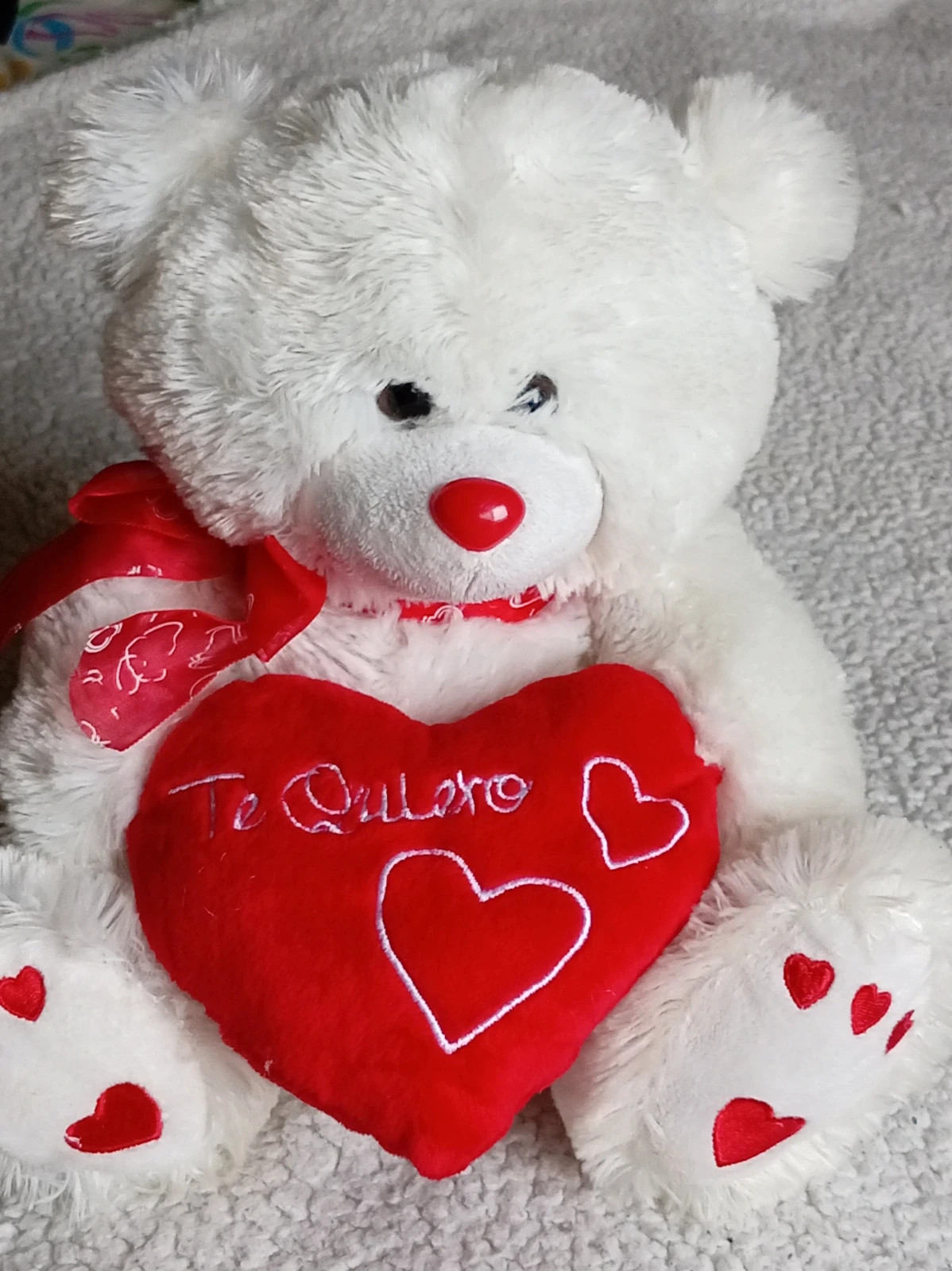 oso peluche blanco te quiero corazón artesania beatriz san valentin regalu amor 25 cm – Blanco – taille Taille unique 2