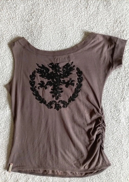 Camiseta Colcci Y2K graphic top t shirt brown cat cyber grunge fairycore S M – Colcci – taille S / 36 / 8 2