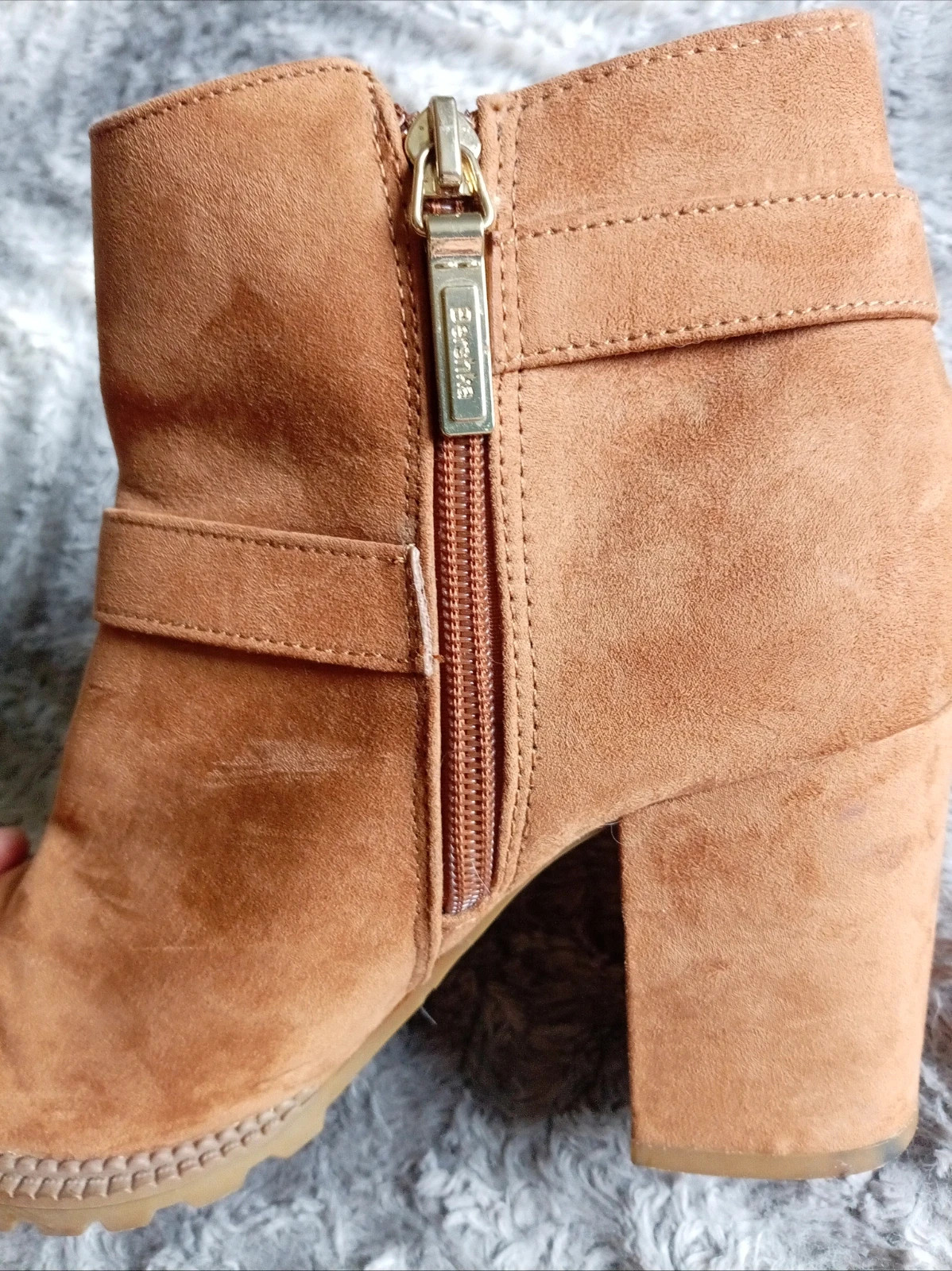 Botines tacon ancho ante boho cowboy casual Bershka camel tan talla 39 – Bershka – taille 39 5