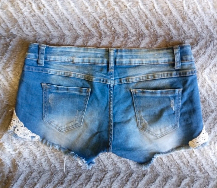 short vaquero encaje boho denim shorts ripped taille xl – ye bo mei – taille XL / 42 / 14 2
