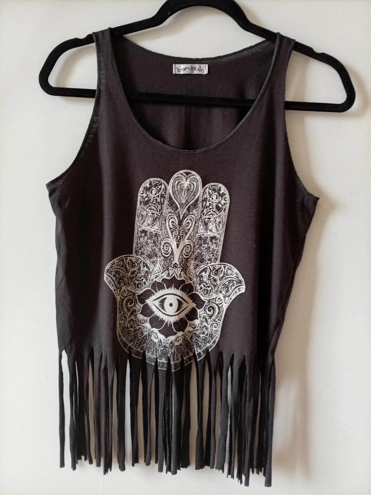 Top tirantes hamsa mano fatima franjas boho top tank size s m
