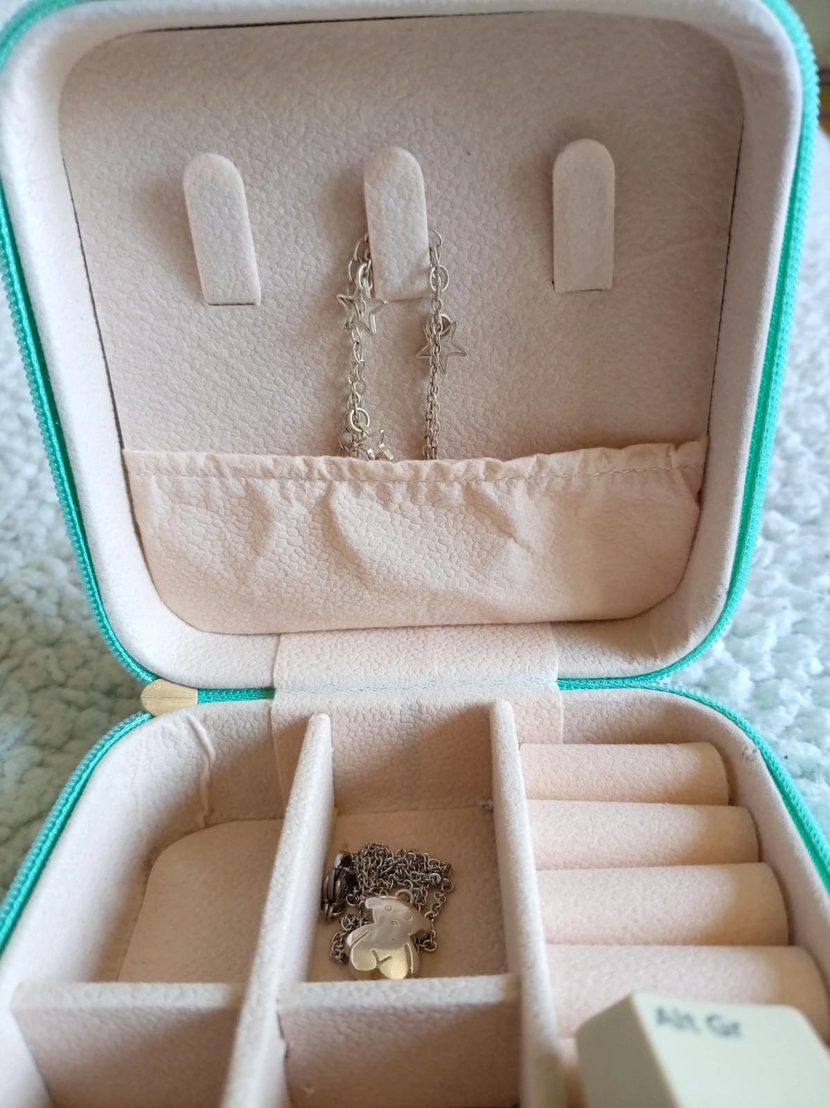 Joyero de viaje pequeño turquesa Tiffany style mini jewelry box – Local 5